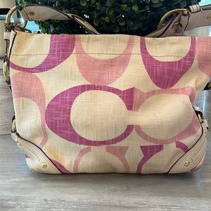 Coach handbag. Pink and white.